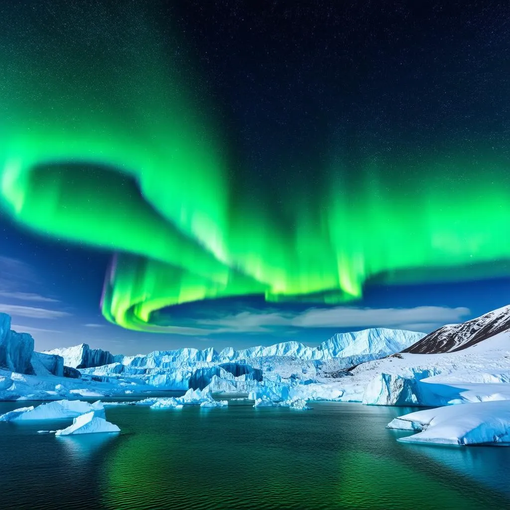 Northern Lights Display Over Arctic Landscape