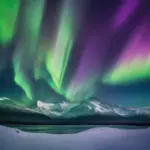 Northern Lights Over Snow-Capped Mountains