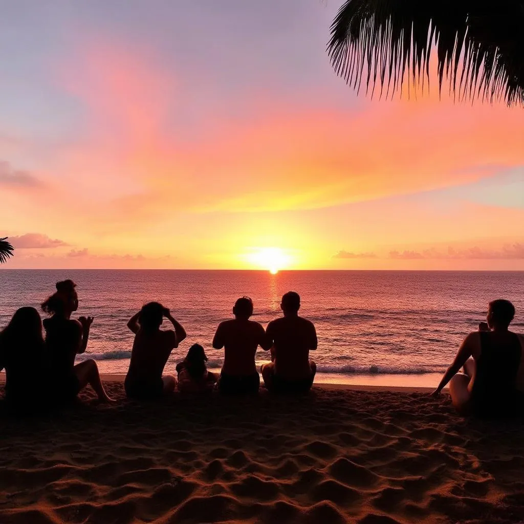 Spectacular Sunset over Waikiki Beach, Oahu