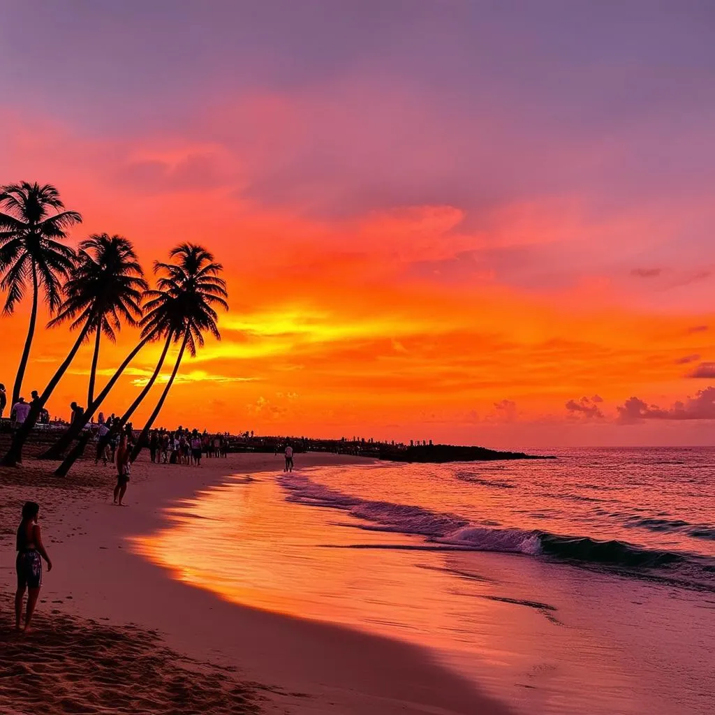 Sunset over Waikiki Beach