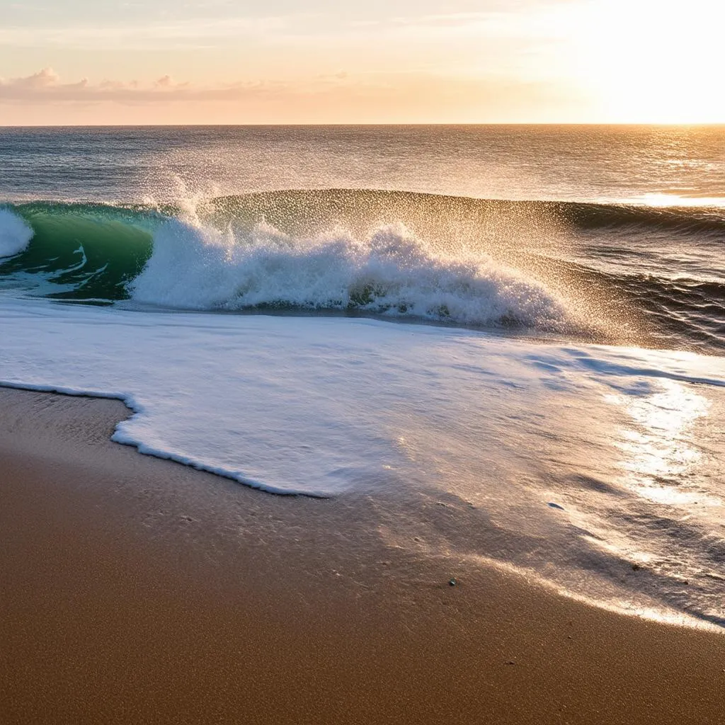 Ocean Waves Crashing on Shore