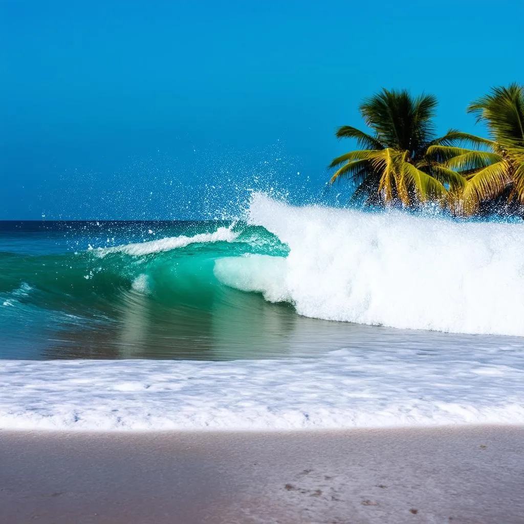 Ocean waves crashing on the shore