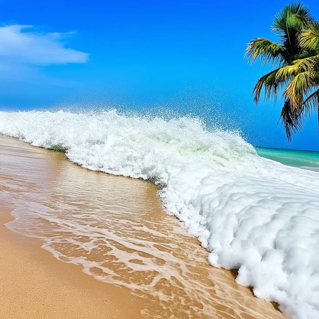 Ocean Waves Crashing on Waikiki Beach