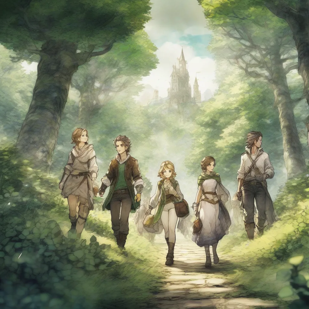 Octopath Traveler party exploring a forest