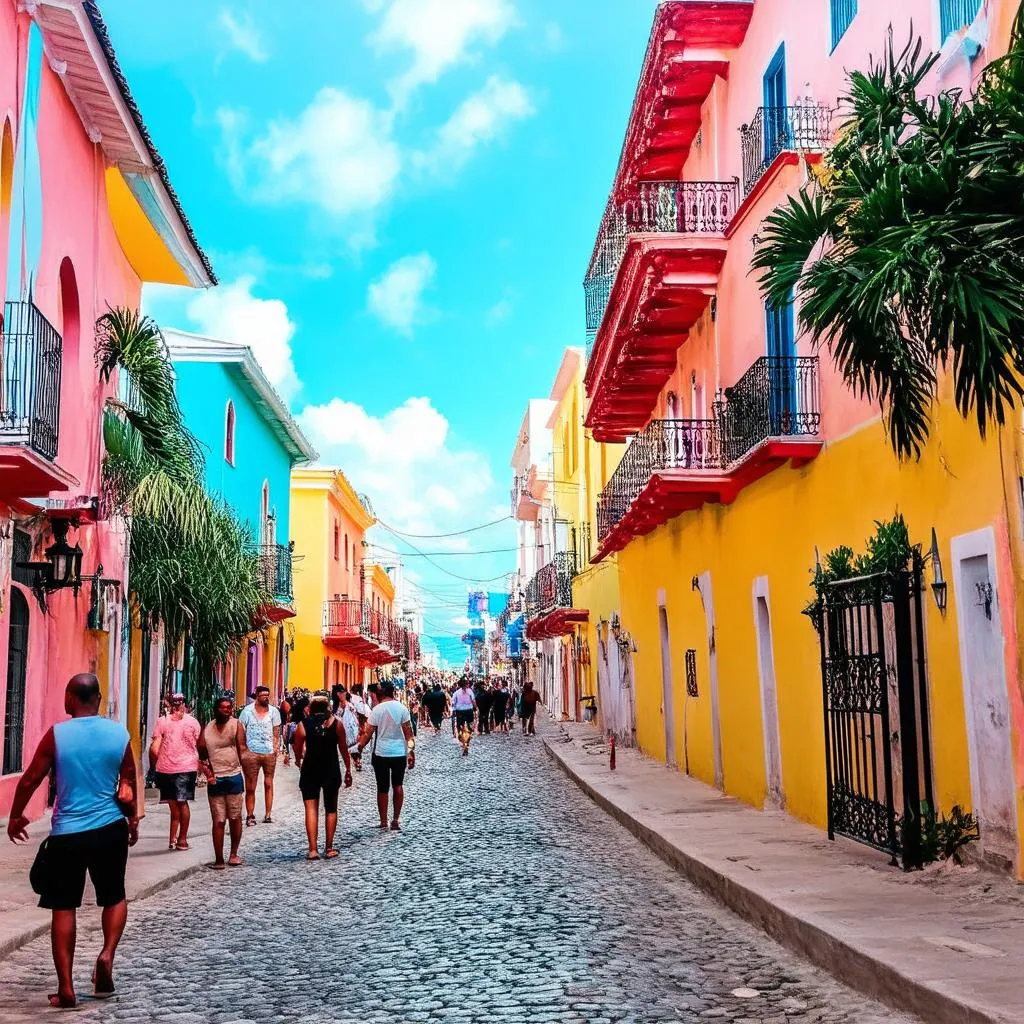 Colorful colonial buildings in Old San Juan, Puerto Rico