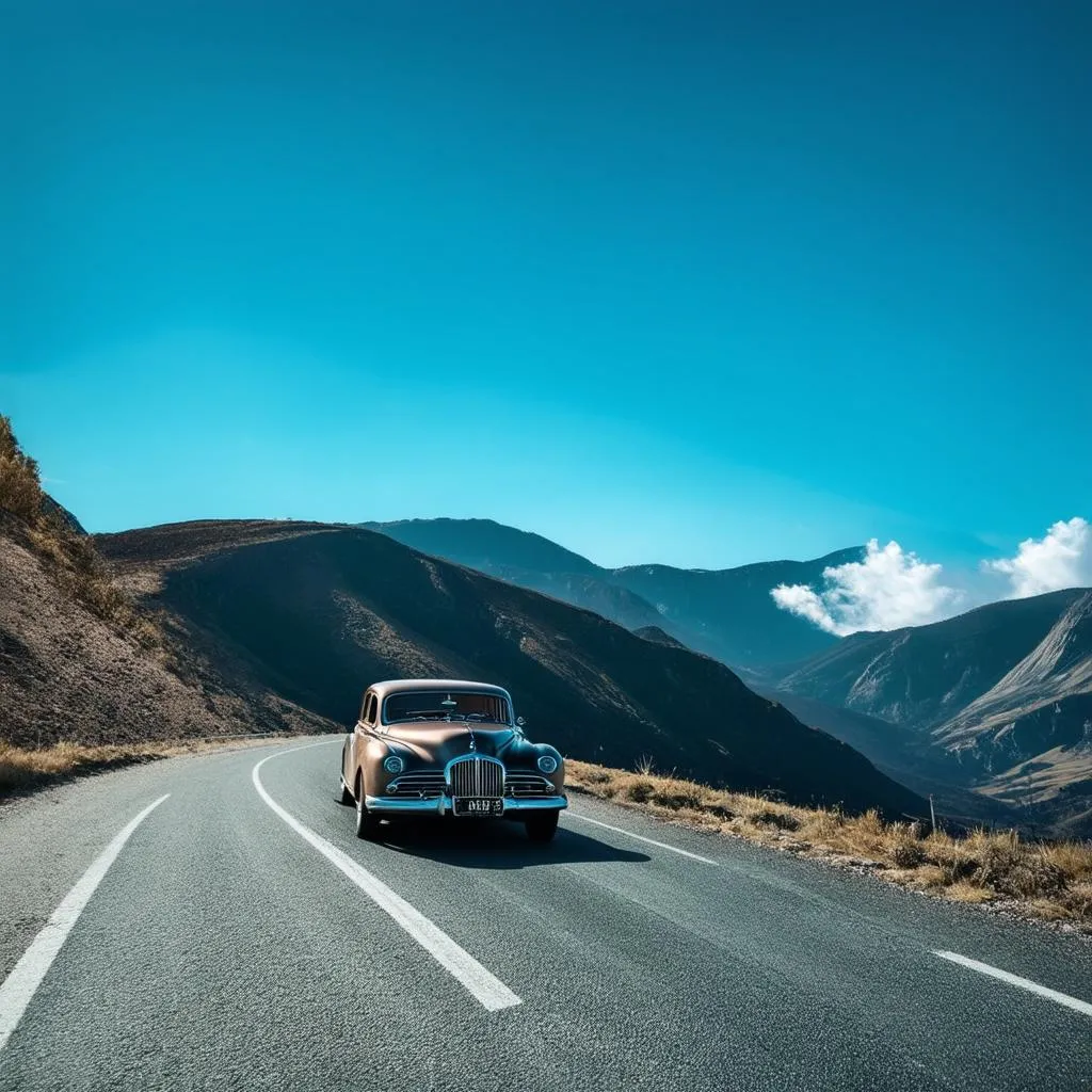 Open Road Leading to Mountains