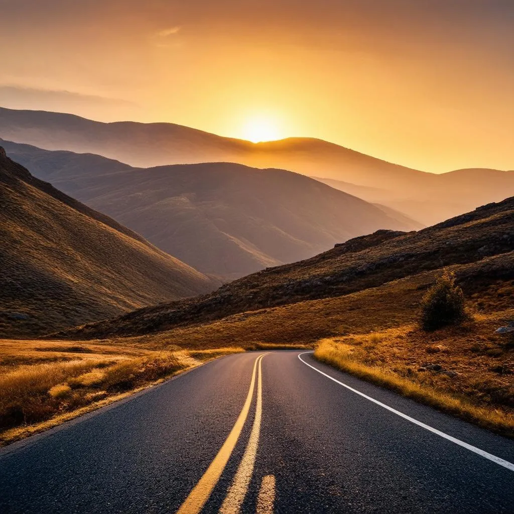 Sunset on an Open Road