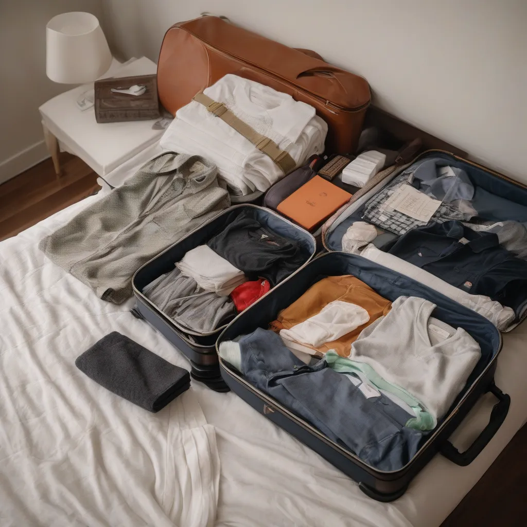 Open suitcase neatly packed with clothes and travel essentials