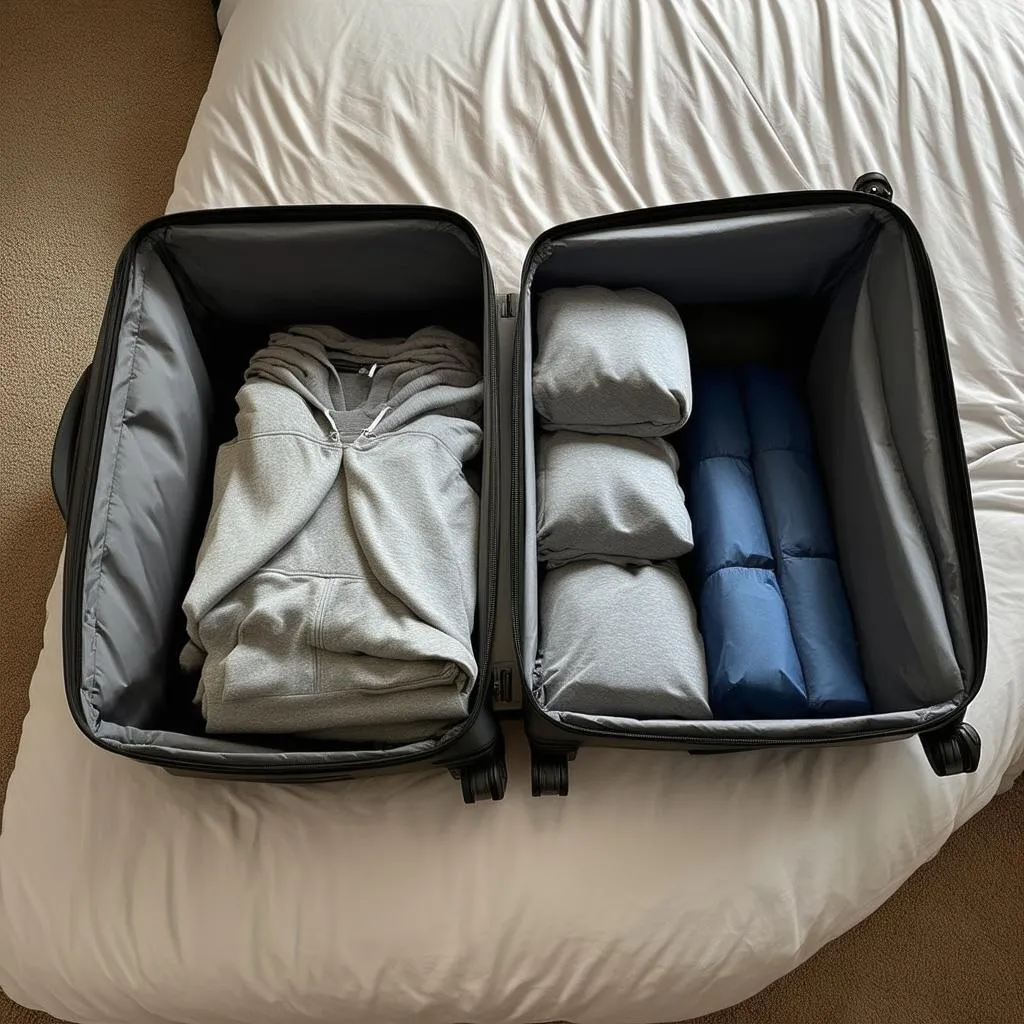 A neatly packed suitcase