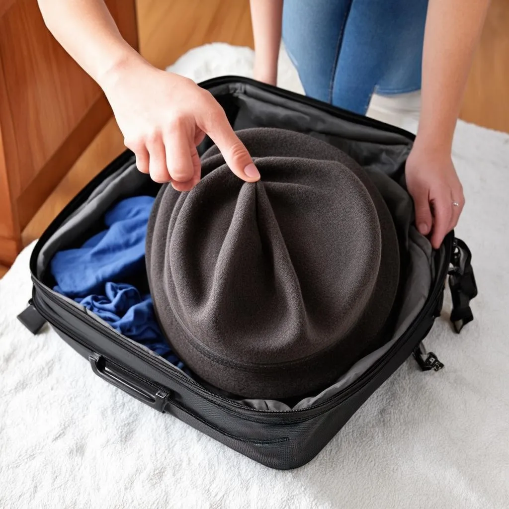 Packing a hat without crushing it