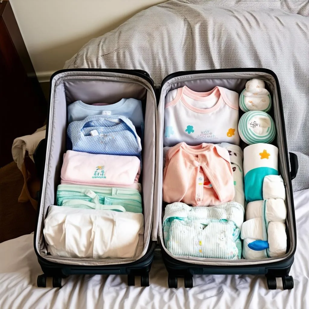 Packing Diapers in Suitcase