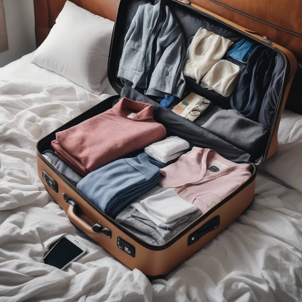 Packing a suitcase for a trip