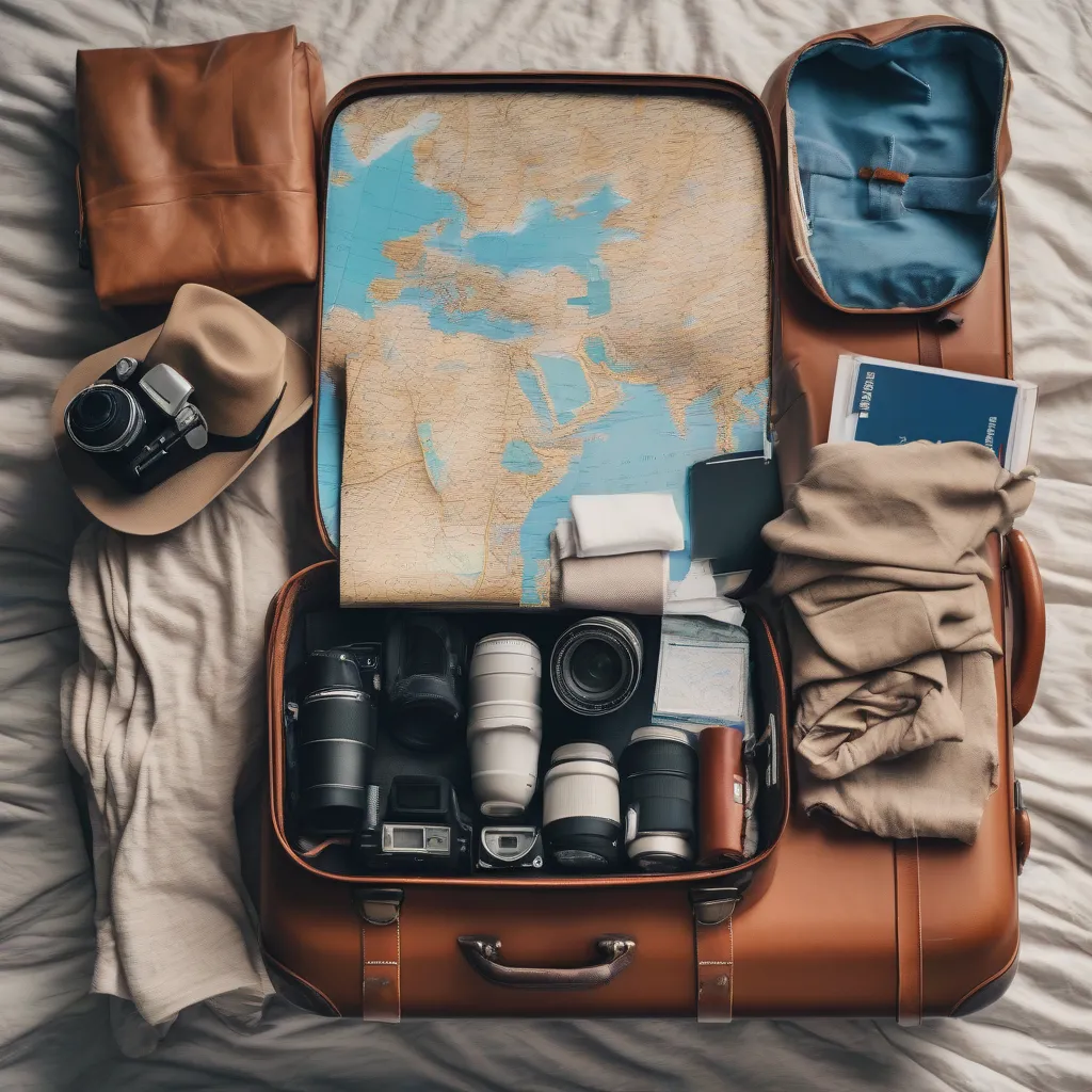 Packing Suitcase with Map