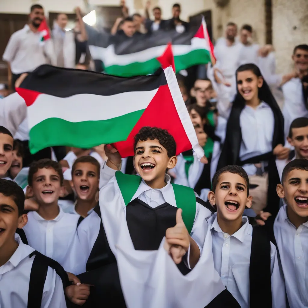 Palestinian Student Celebrating Graduation