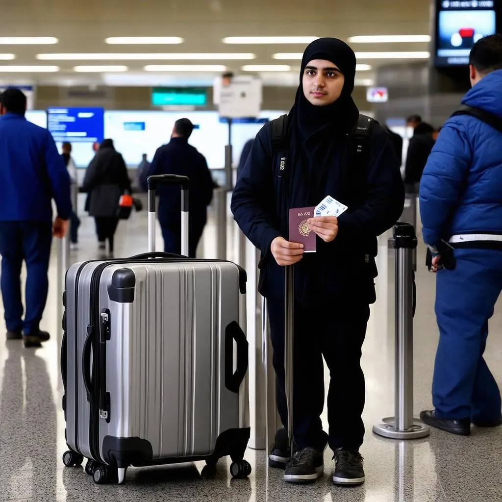 Palestinian Traveler at Airport