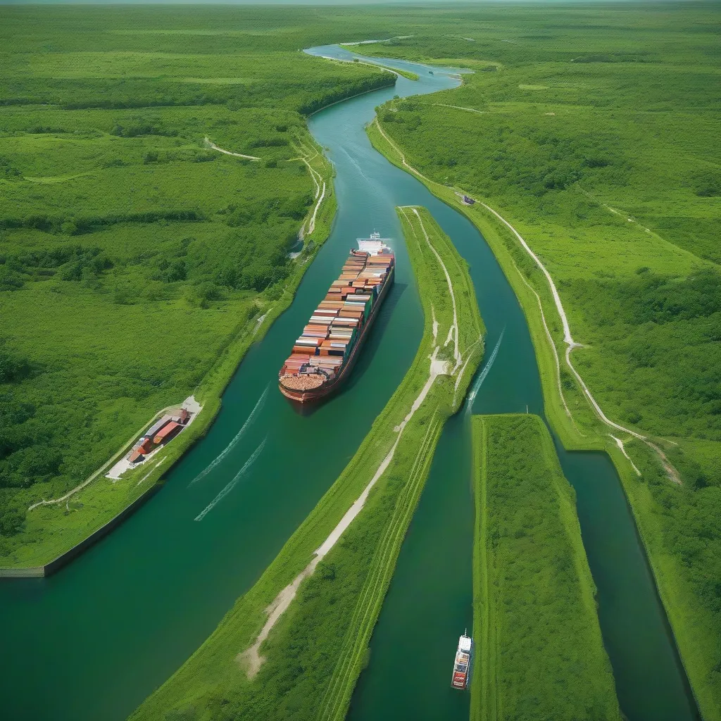 Panama Canal with Ships