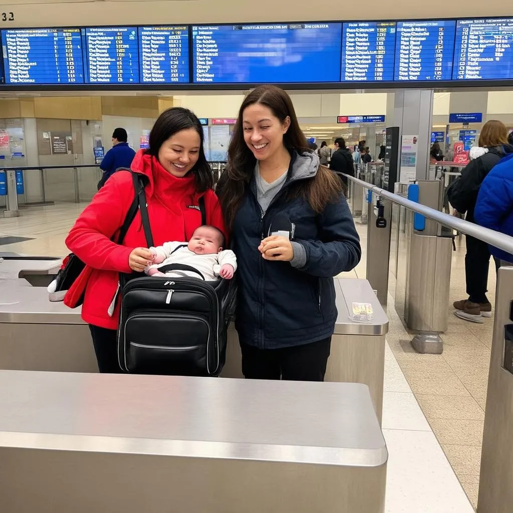 Parents with Baby at Airport