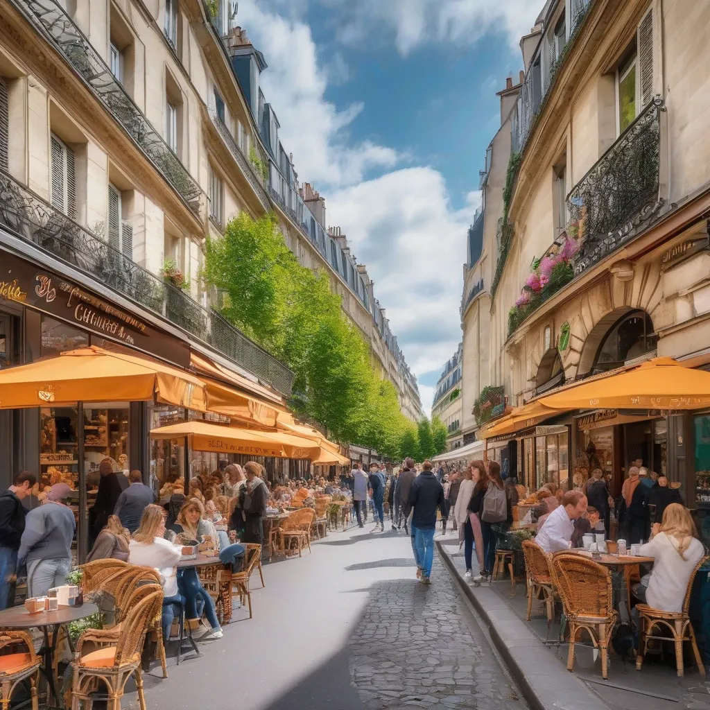 Charming Parisian Cafe Street