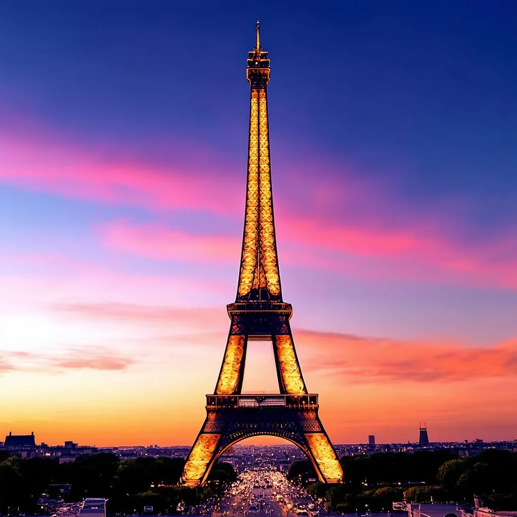 Paris Eiffel Tower at Sunset