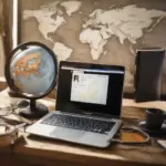 Passport and Laptop on a Desk