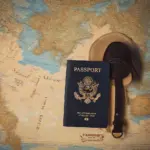 Passport and Luggage on Map