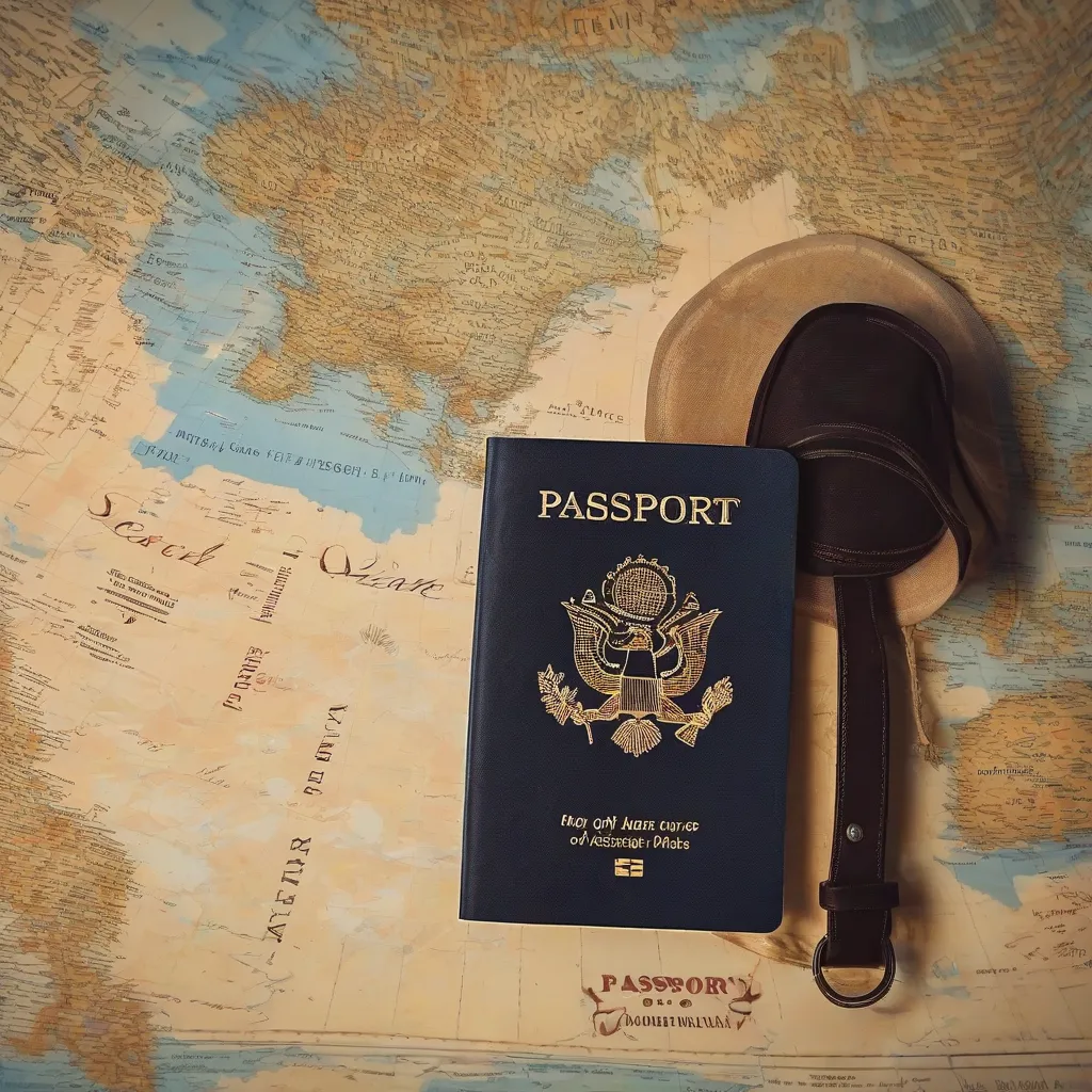 Passport and Luggage on Map