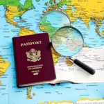 Passport and Map on World Map