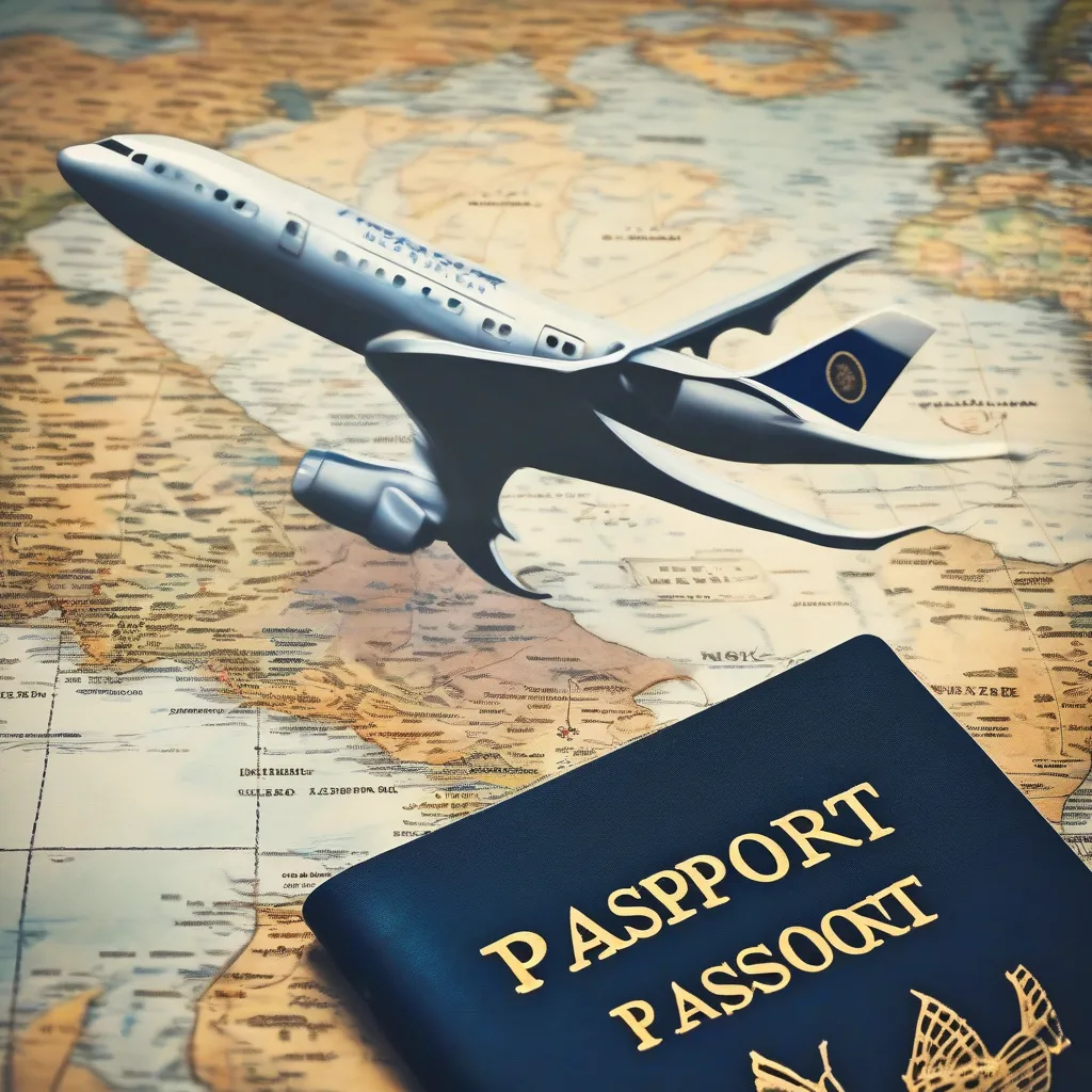 Passport and Plane Ticket on World Map