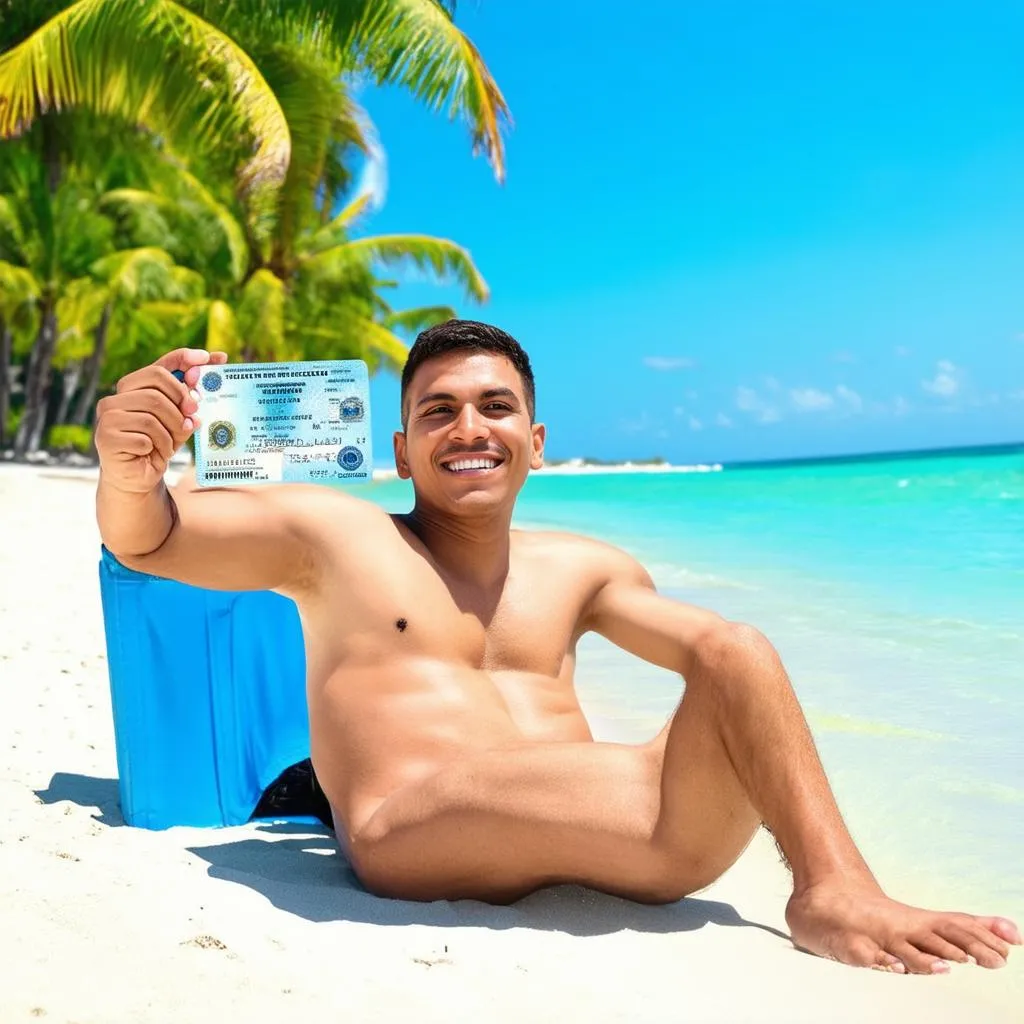 US Citizen on a Beach without Passport