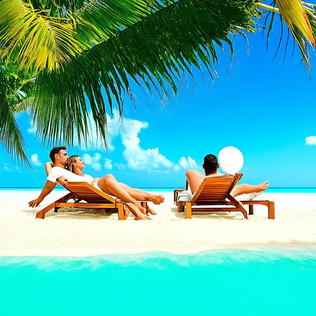 Couple relaxing on a beach