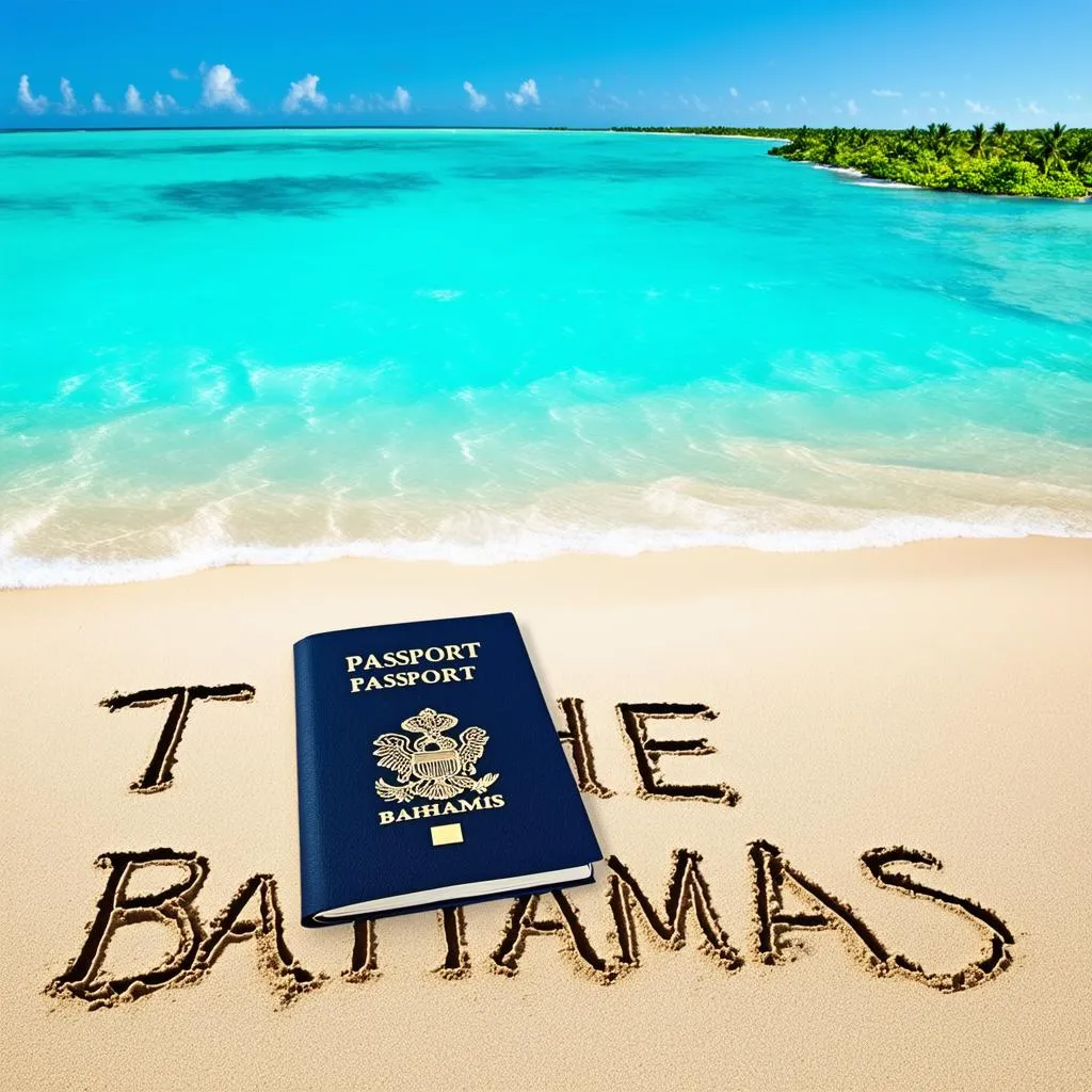 Passport on a Beach with The Bahamas in the Background