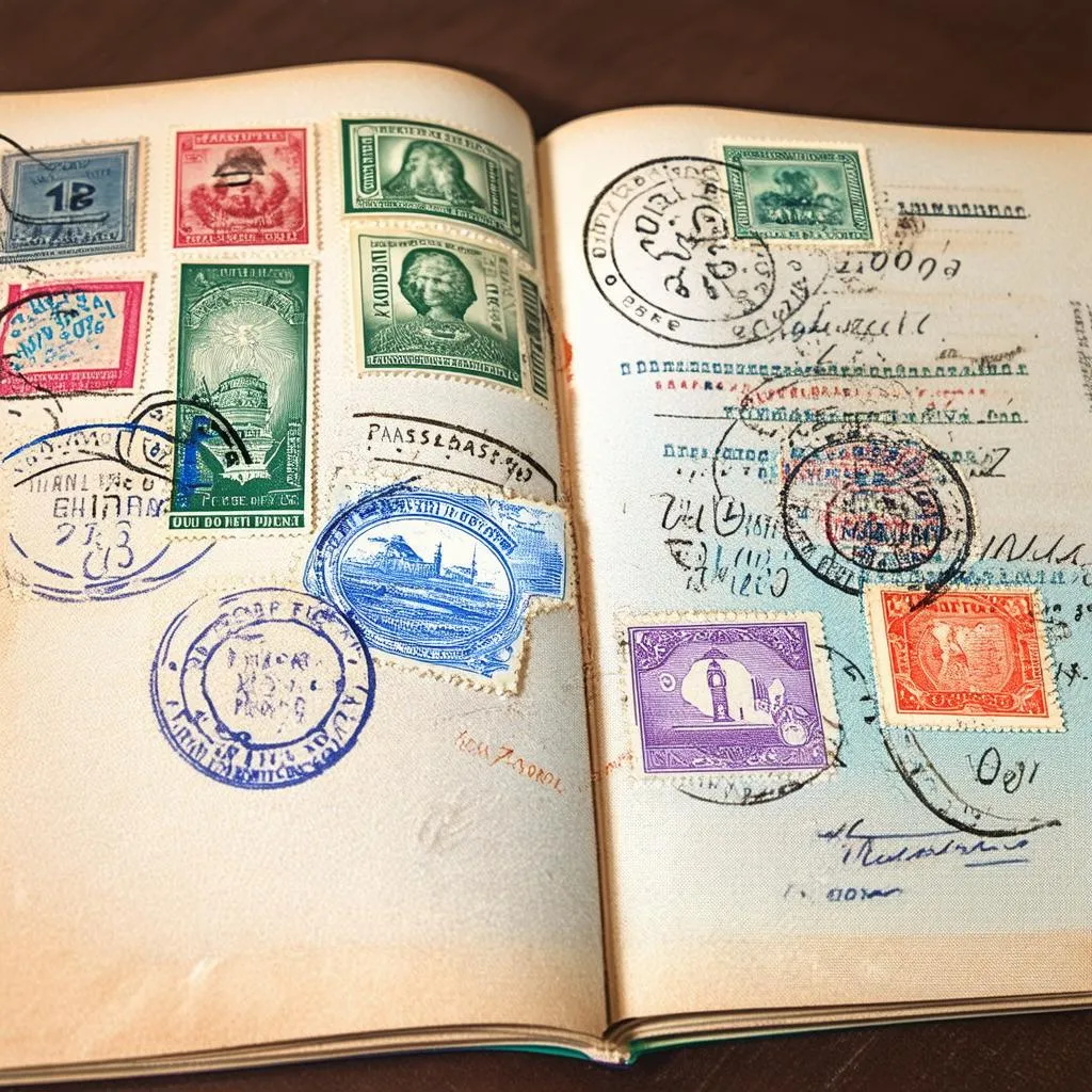 Open Passport With Stamps