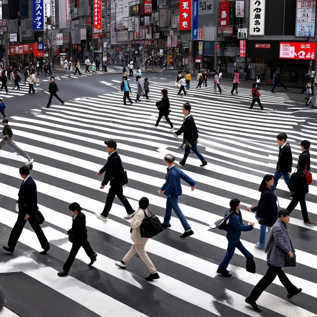 Pedestrian Density Wave in Tokyo