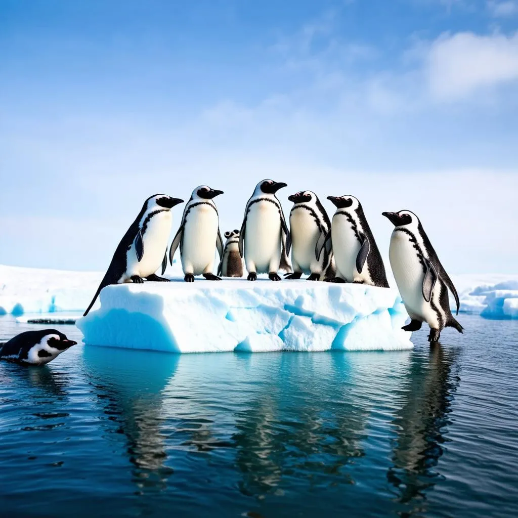 Playful Penguins on an Iceberg