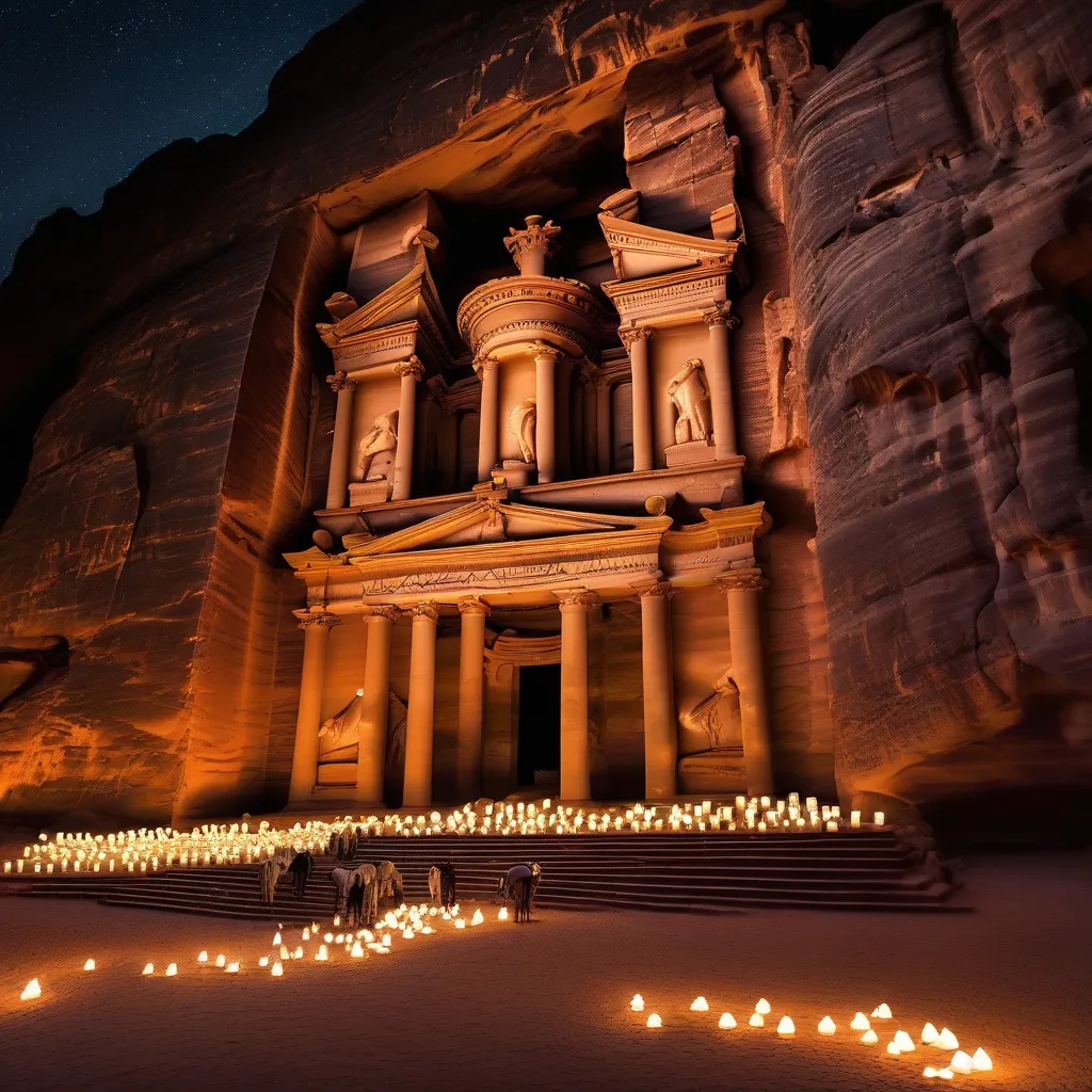 Petra Jordan Treasury at Night