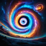 A swirling vortex of colors and light representing a portal to another universe