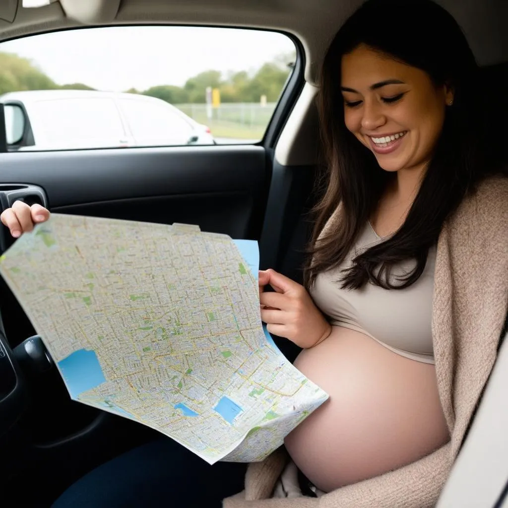 Pregnant Woman Holding a Map