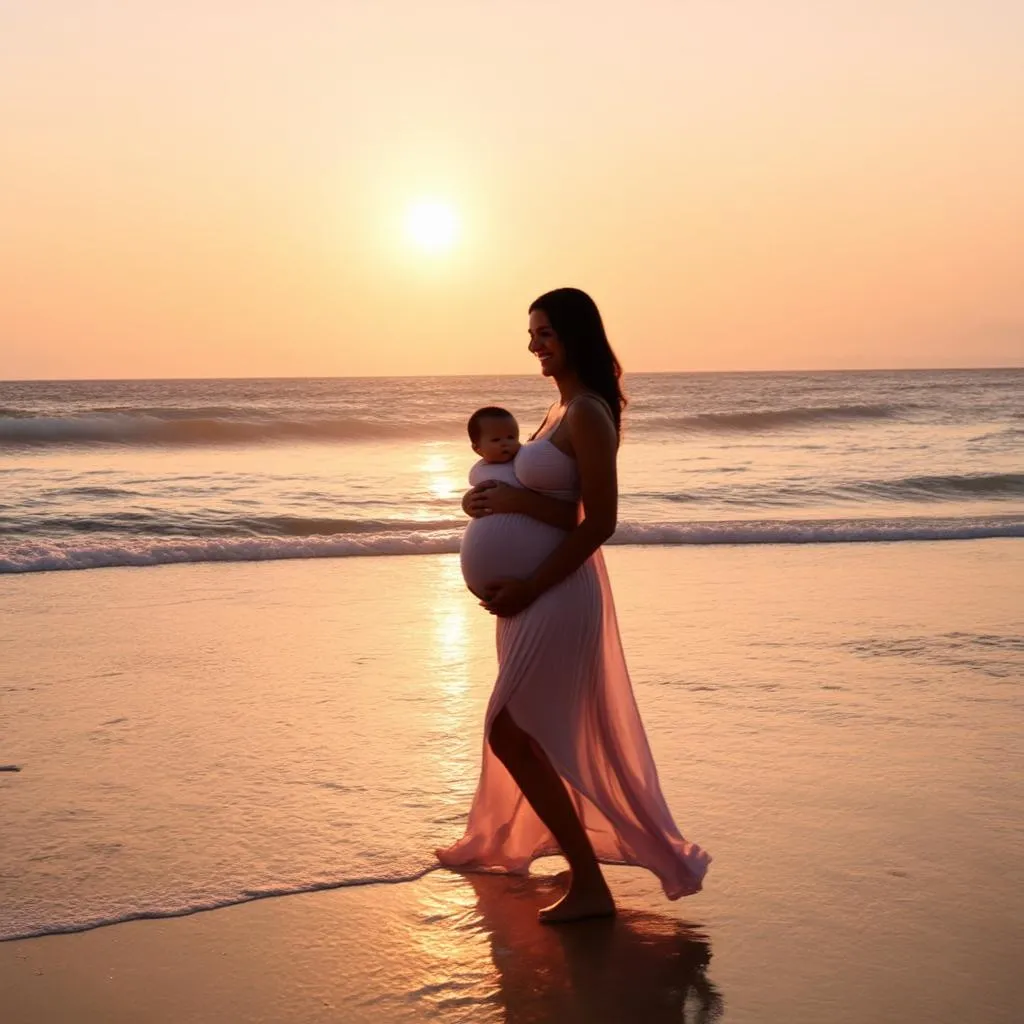 Pregnant Woman on Beach