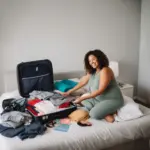 Pregnant Woman Packing Suitcase