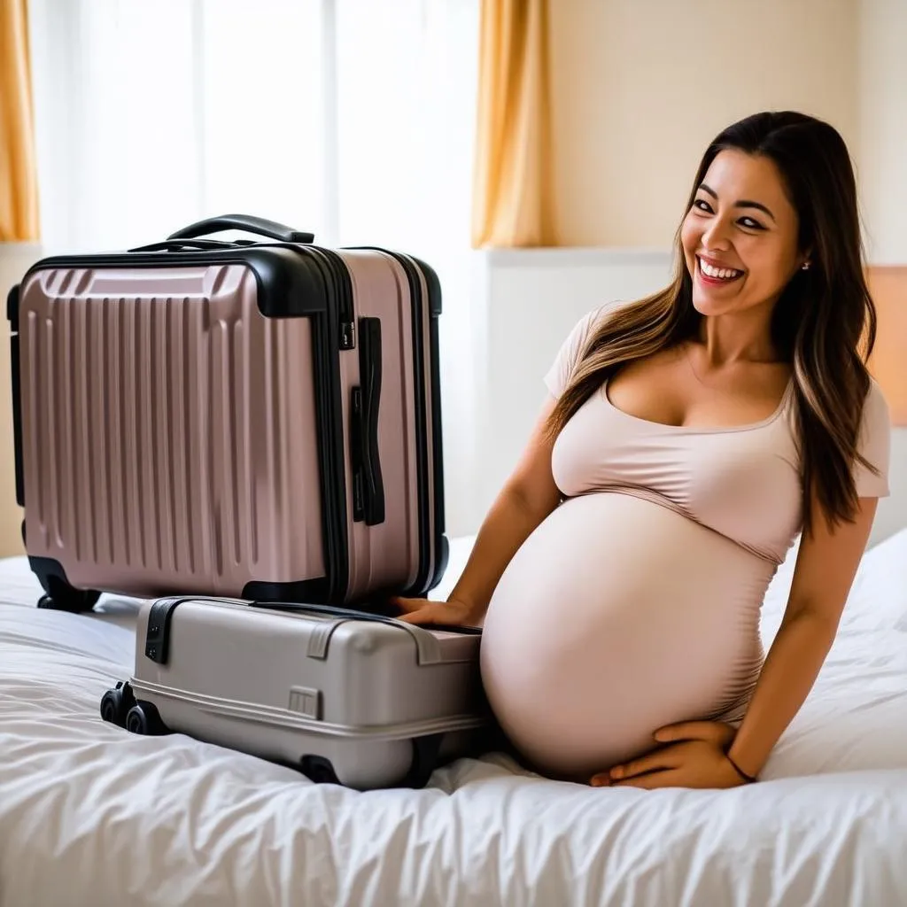 Pregnant Woman Packing Suitcase