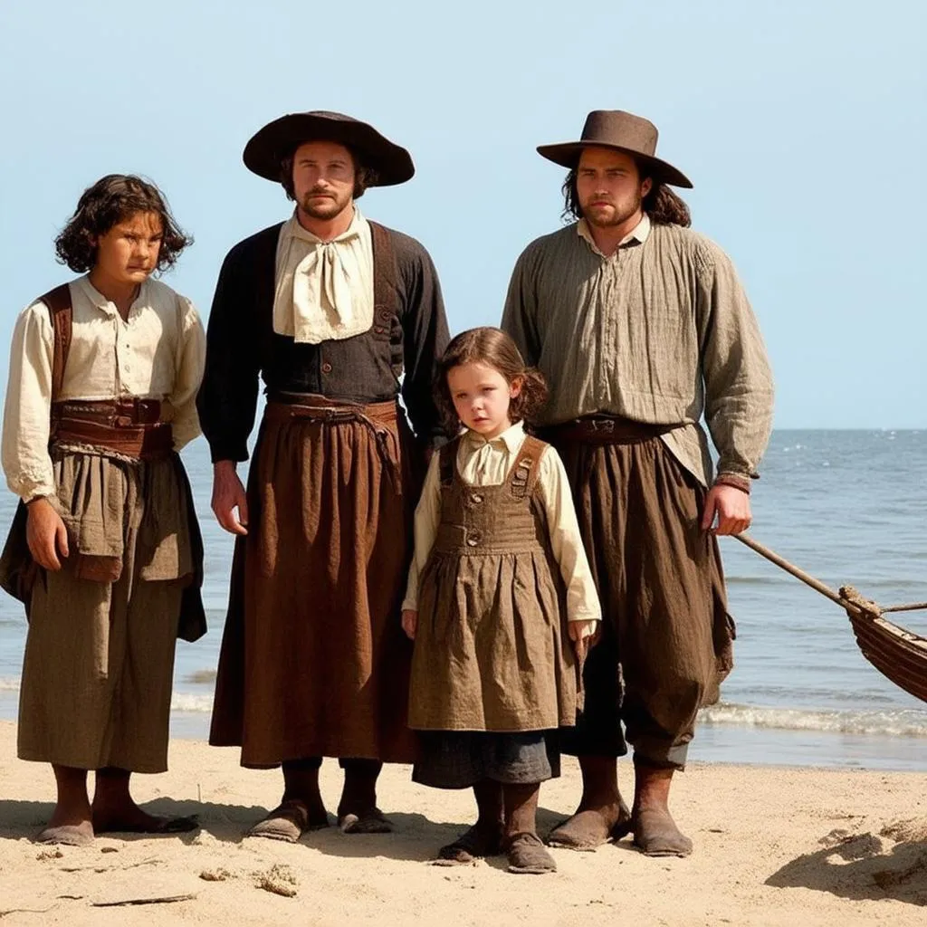 A Puritan family arrives in America