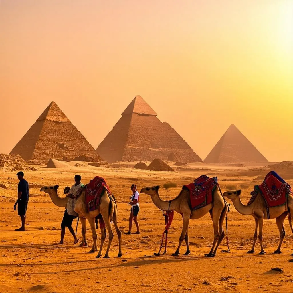 Sunset over the Giza Pyramids