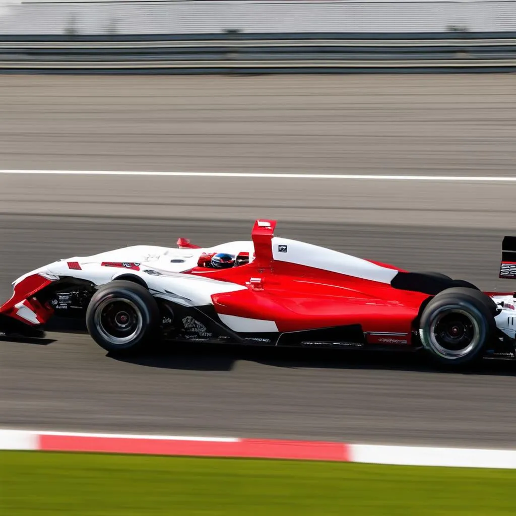 Race Car Speeding Down Racetrack