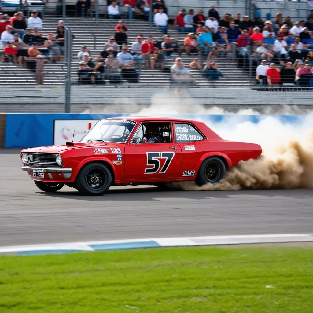 Race Car Speeding on Circular Track