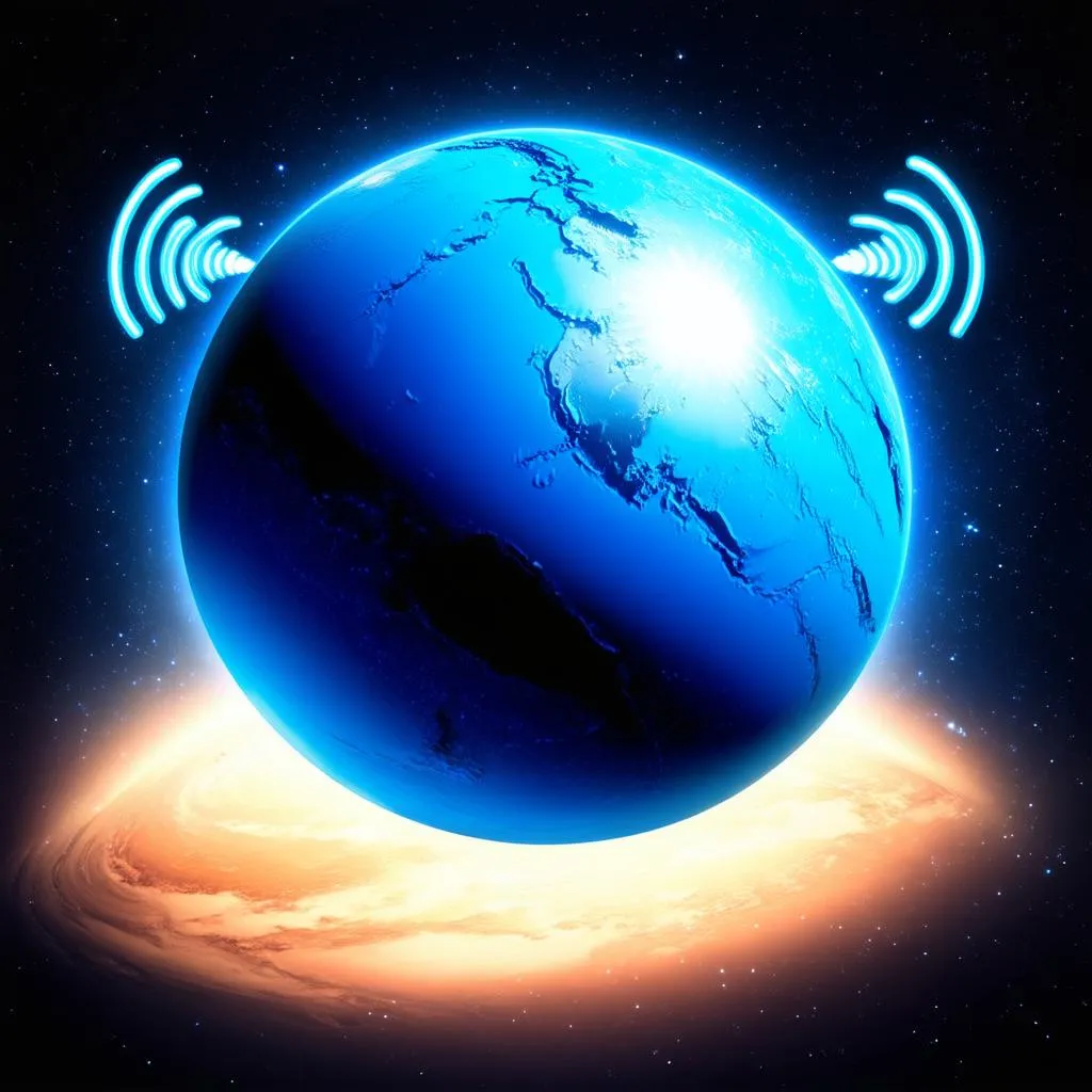 Radio waves emanating from Earth