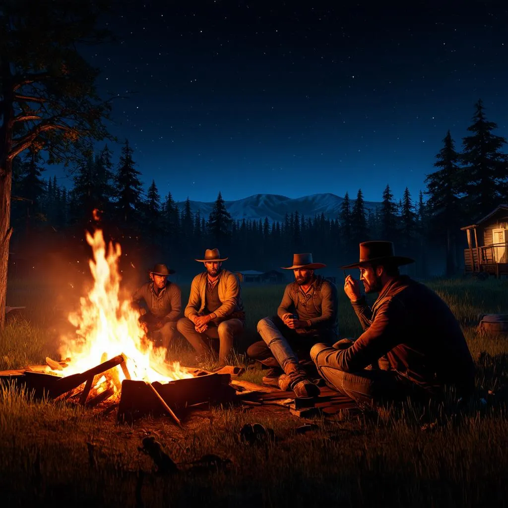 Red Dead Redemption 2 Camp at Night