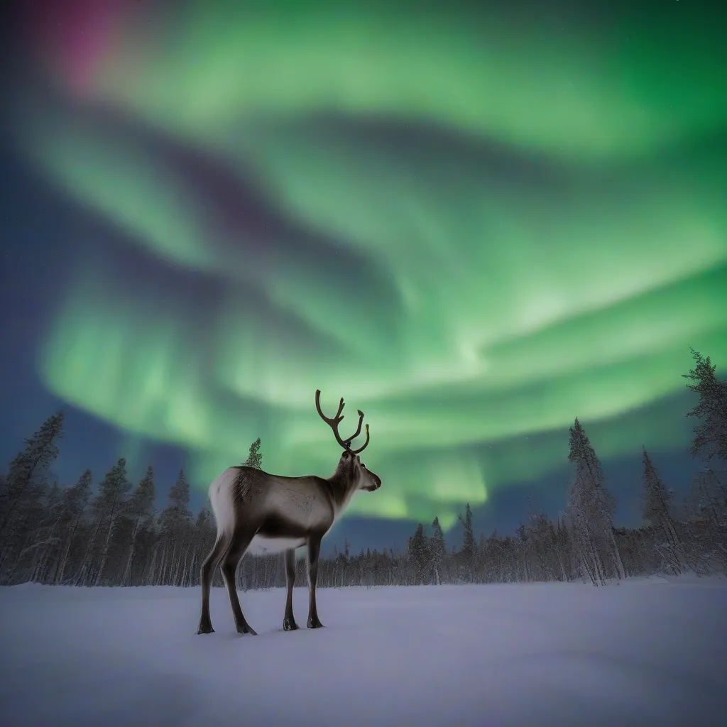 Reindeer and Northern Lights