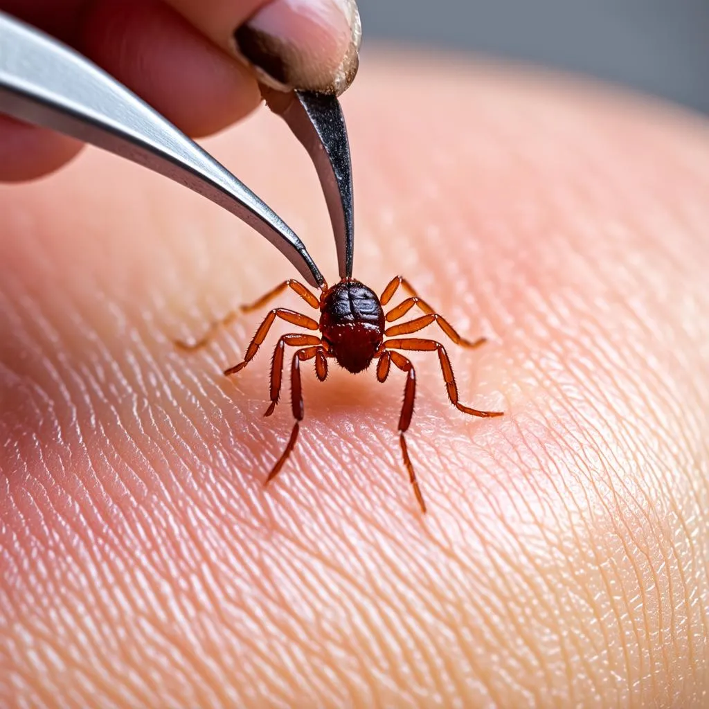 Removing a Tick with Tweezers