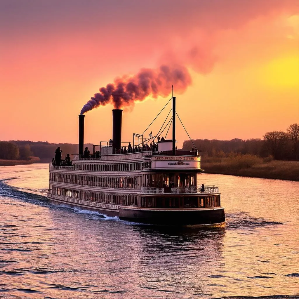 River Steamer at Sunset