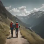 Couple Hiking in Mountains